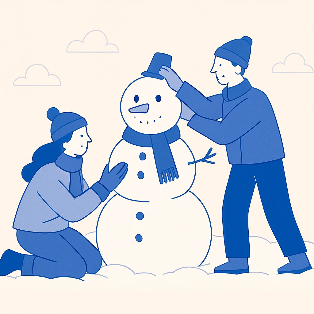 people making a snowman emoji