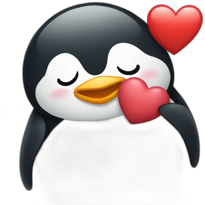 Penguin hugging a heart emoji