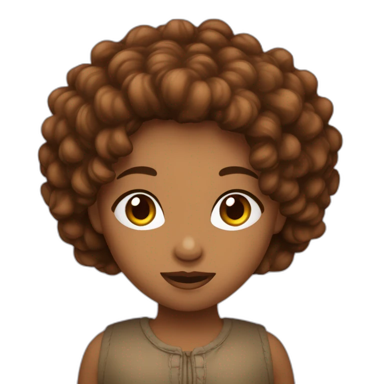 Fille métisse avec les cheveux marrons bouclés  emoji