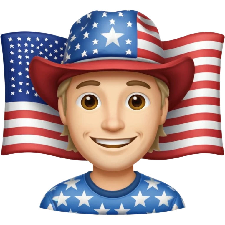 smiling redneck guy with american hat emoji
