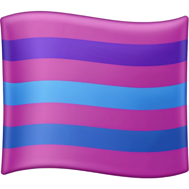 The bisexual flag (solo lleva 3 colores, magenta en la franja superior, morado en la franja central, azul en la franja inferior, 3 franjas lleva únicamente de manera horizontal) emoji