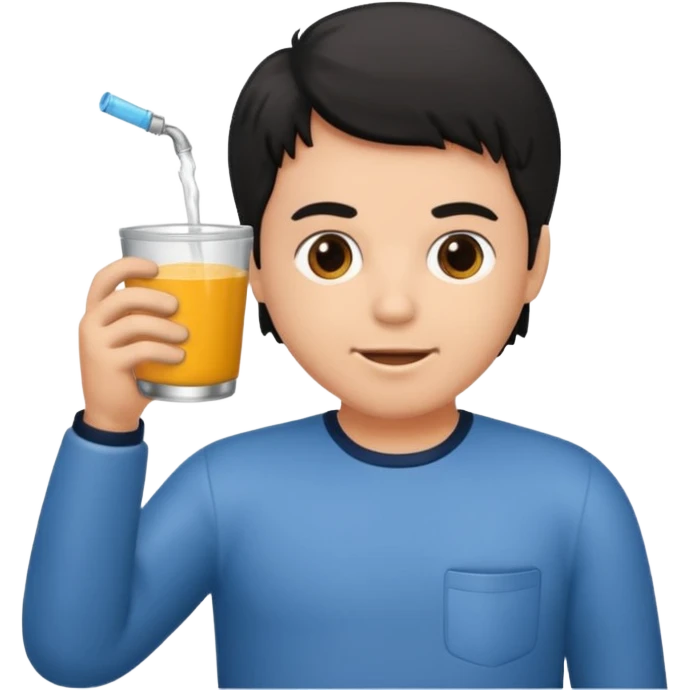 menino de tom de pele médio claro de cabelo preto pelado sentado no vaso sanitário  emoji