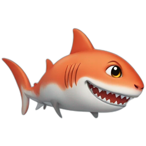 a red cat in a shark costume emoji
