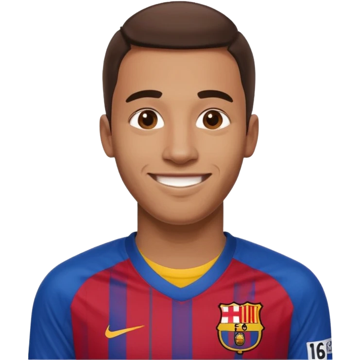cowo pakai costum barcelona nomor punggung 16 nama irvina emoji