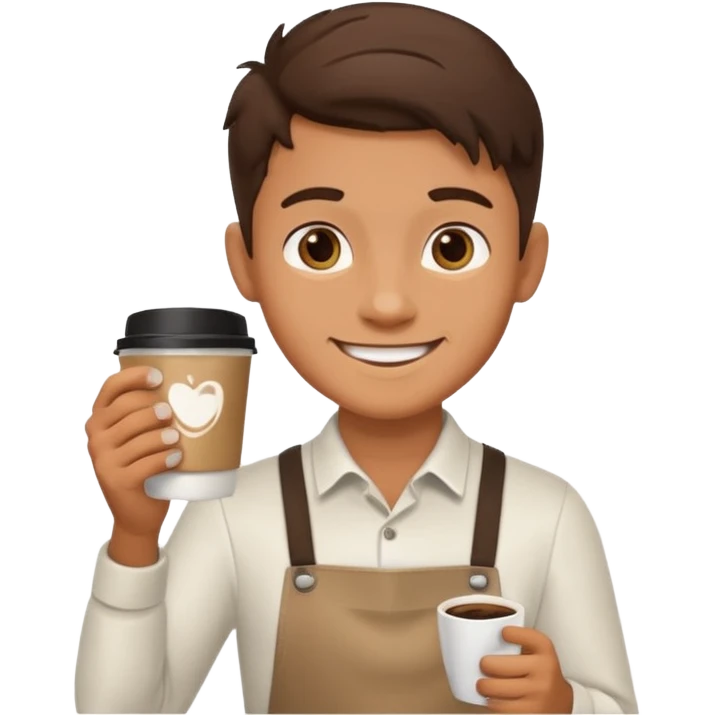 barista boy holding a coffee cup emoji