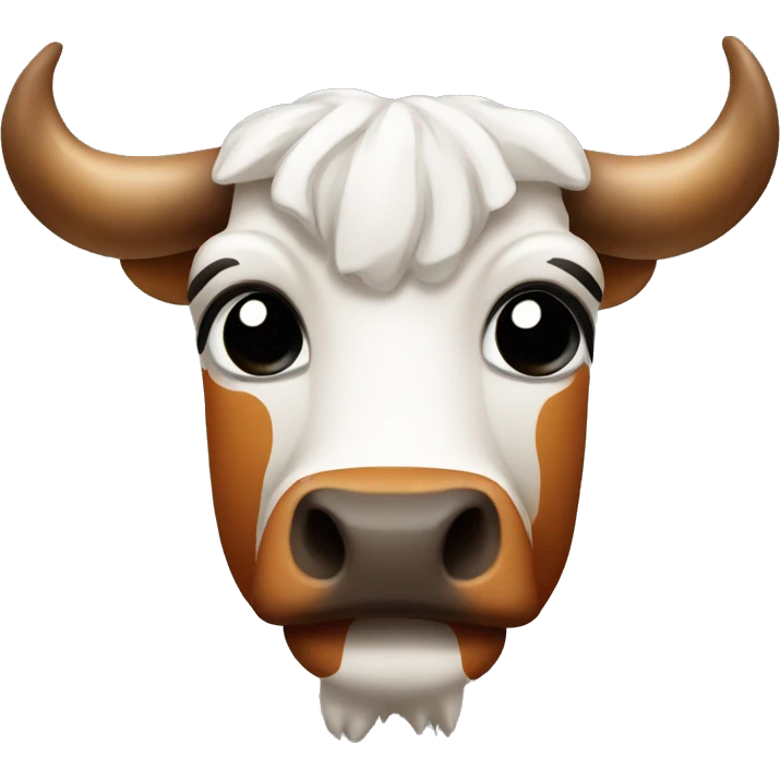 texas longhorn emoji but with big black eyes and a sad face emoji