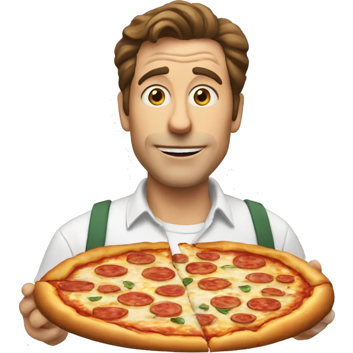 Bateman eats pizza emoji