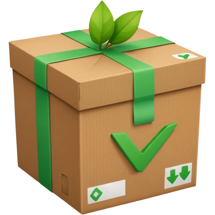a brown box with green checkbox in the corner emoji