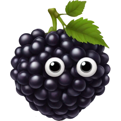 blackberry fruit with eye and mouth emoji