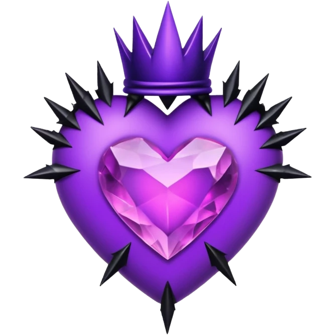purple heart with black thorns and a crystal, dark romance emoji