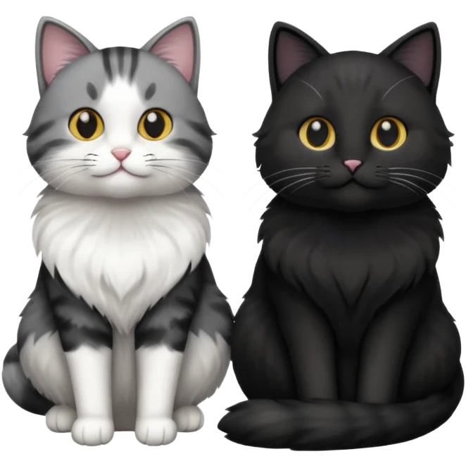 Two cats one black one grey and white emoji
