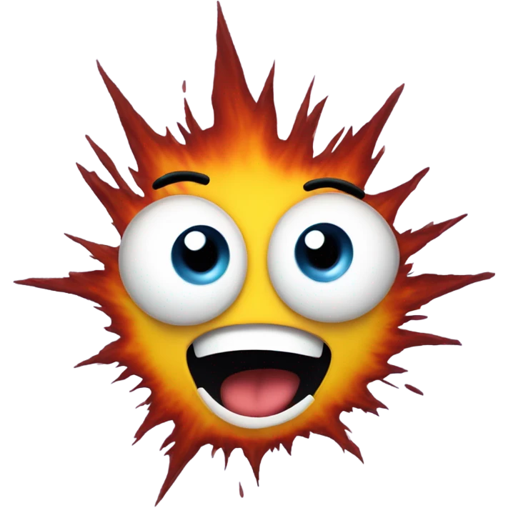 An explosion with a funny face in front emoji