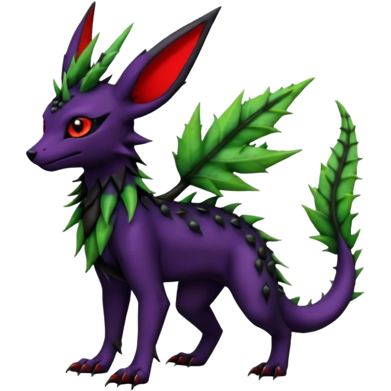 Dark Edgy Salandit-Leafeon-Umbreon-Fakémon-hybrid-creature (full body)  emoji