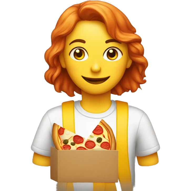 delivery de pizza, de piel clara y ropa amarilla emoji