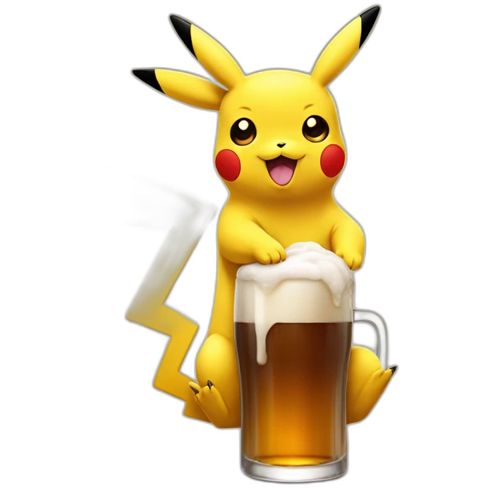 Pikachu avec une biere emoji