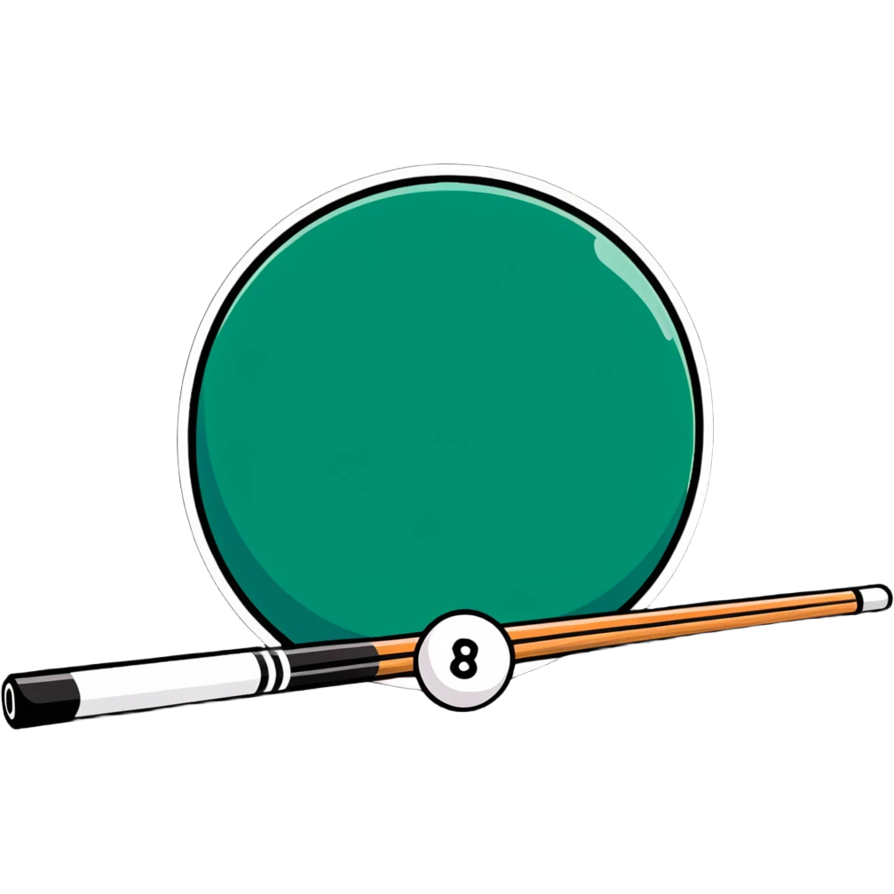 pool cue stick and 8 ball emoji