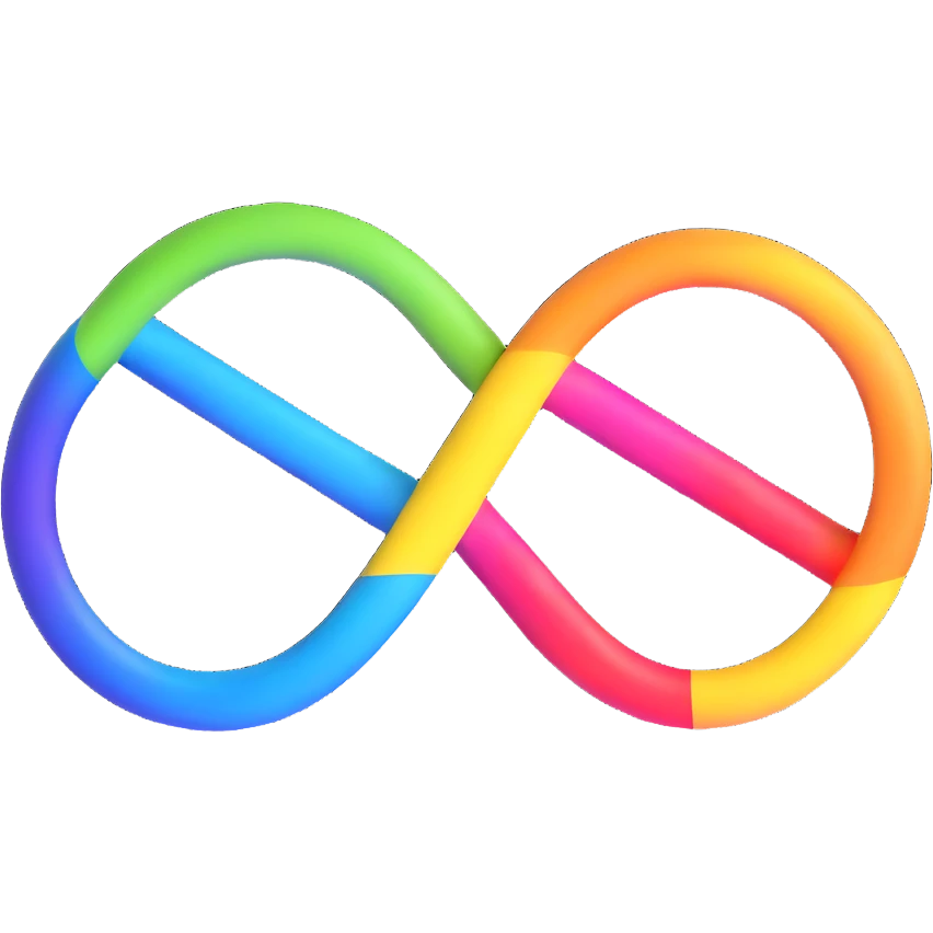 Neurodiversity symbol with rainbow infinity emoji
