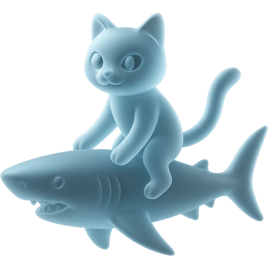 cat riding a shark emoji