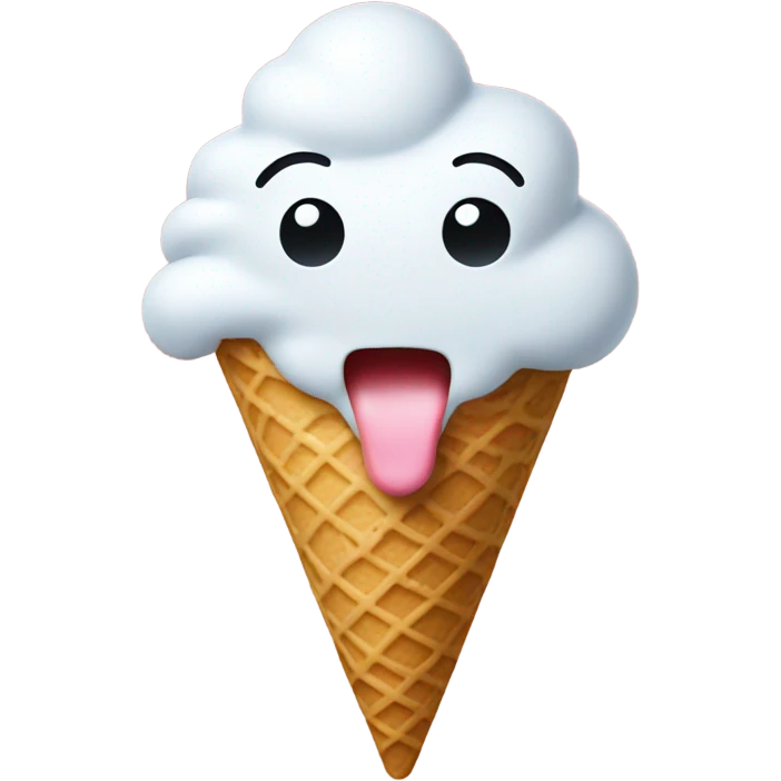 White smiley licking ice cream emoji