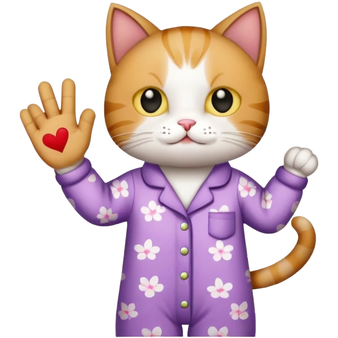 cat in pajamas holding a ‘NO’ sign emoji