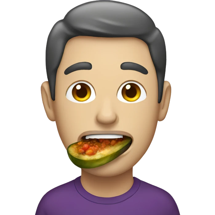 Man eating an eggplant emoji