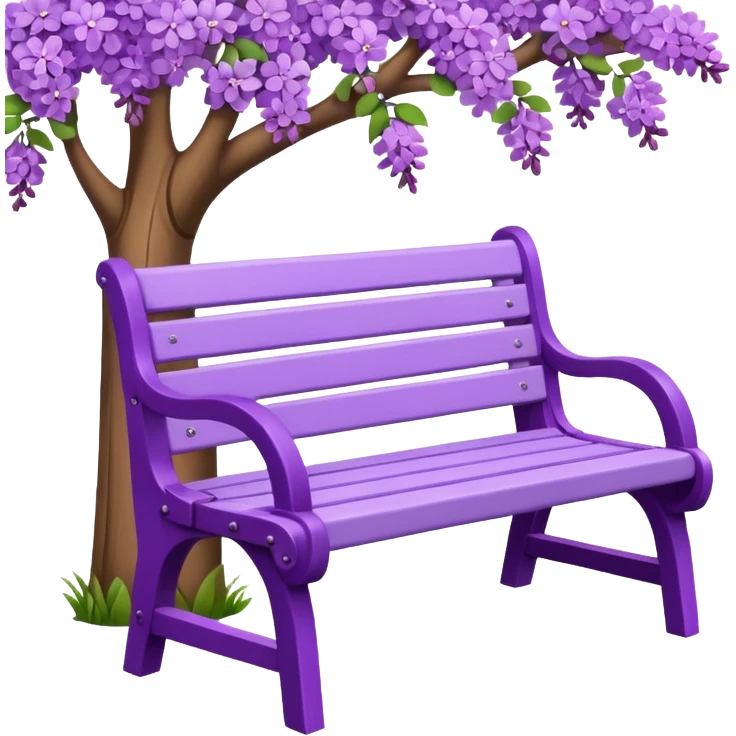 park bench with lilac blossoms around it emoji emoji