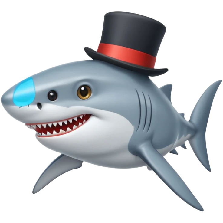 Shark with a top hat emoji