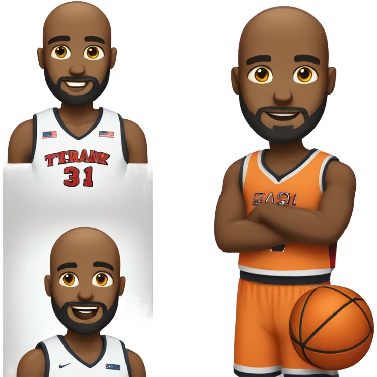 A bald Black basketball player with a beard and goatee in LOVE! emoji