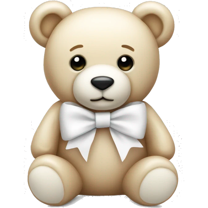 Cream teddy bear with white bow   emoji