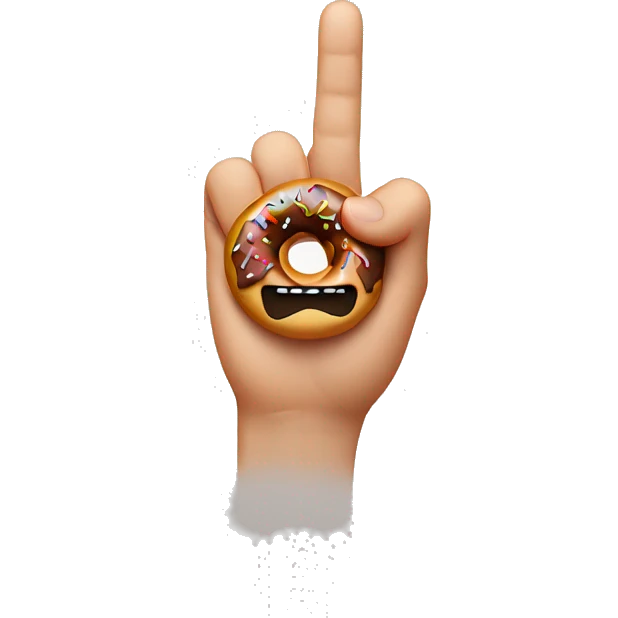 Middle finger with donut on it emoji