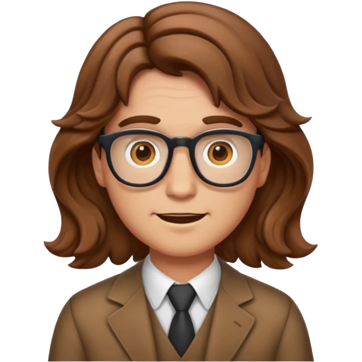 give the nerd emoji brown wavy hair in a center part emoji
