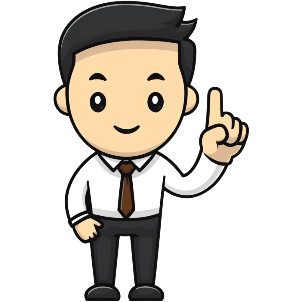Office worker with index finger raised emoji