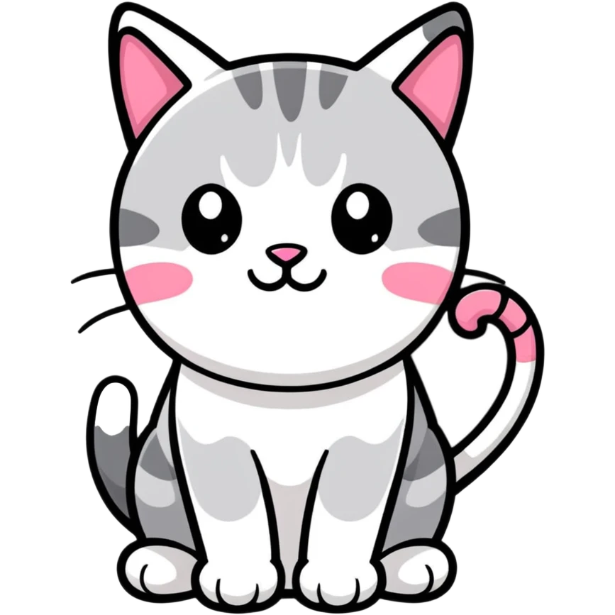 Grey and white kitty with pink nose  emoji