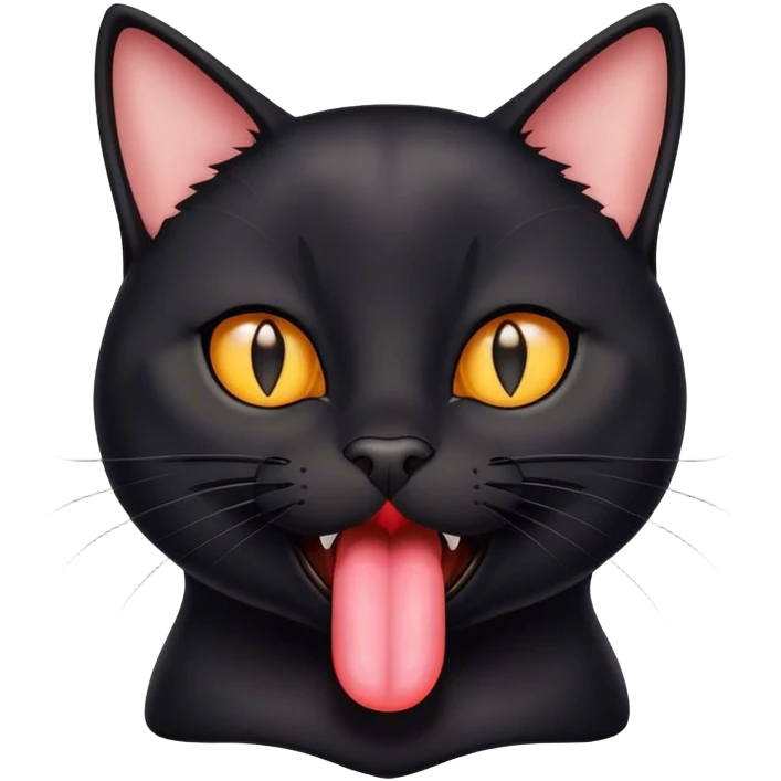 Black cat sticking a little bit of tongue out  emoji