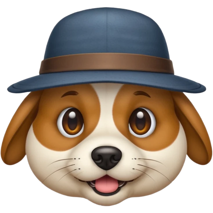 emoji of a dog with a hat, fish eye lens effect emoji