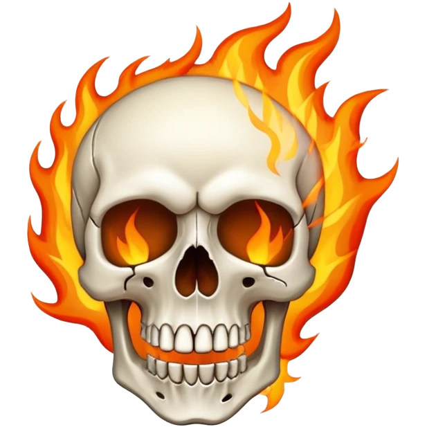 Night skull in flames emoji