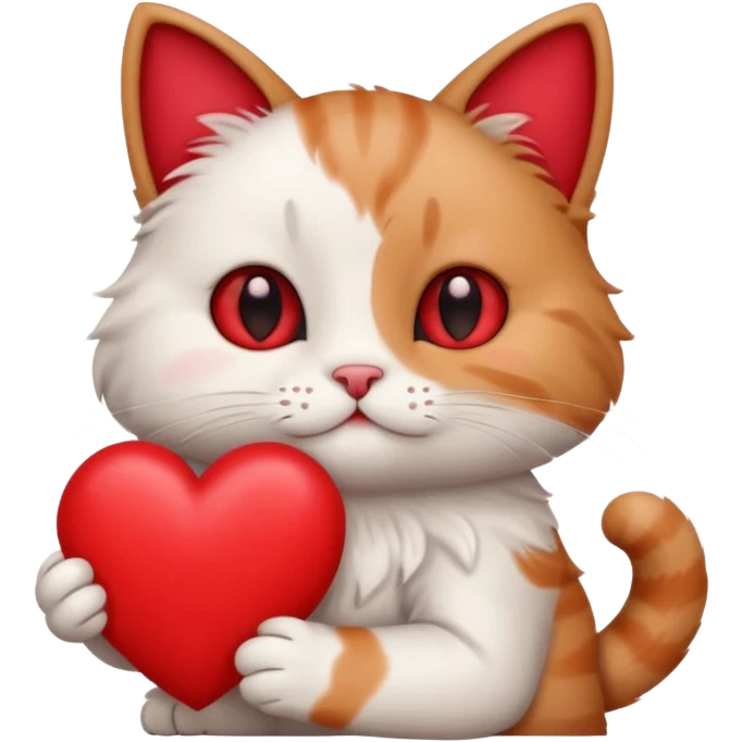 Cute cat holding a heart emoji