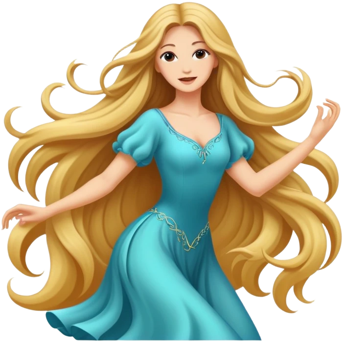 Beautiful white women long hair dancing emoji