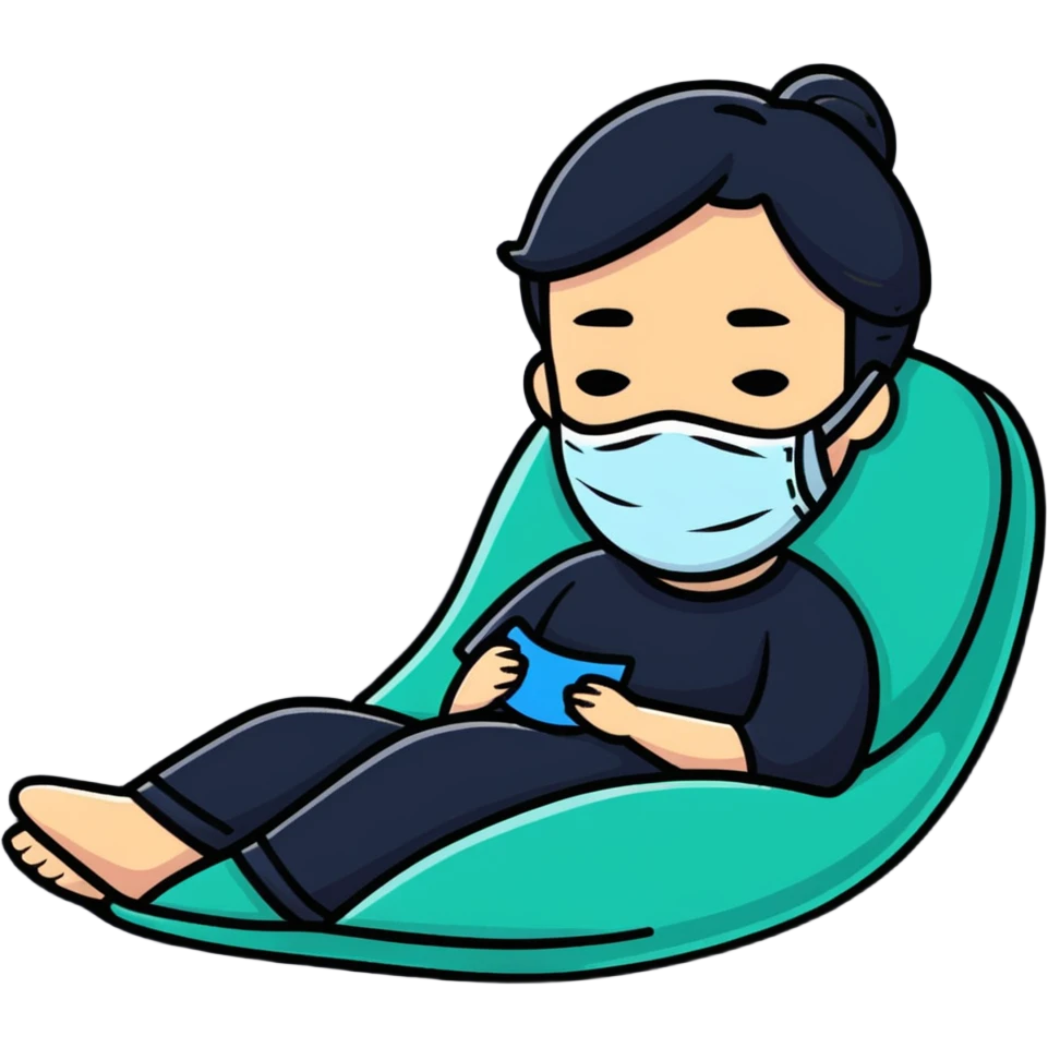 Self-care, person relaxing with face mask emoji