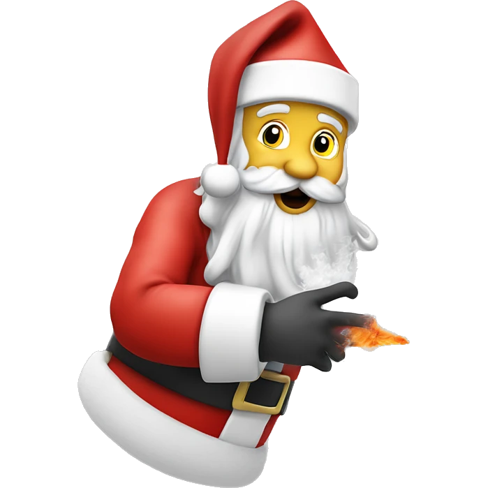 Santa Claus grabbing a tube with smoke coming out of it￼￼ emoji