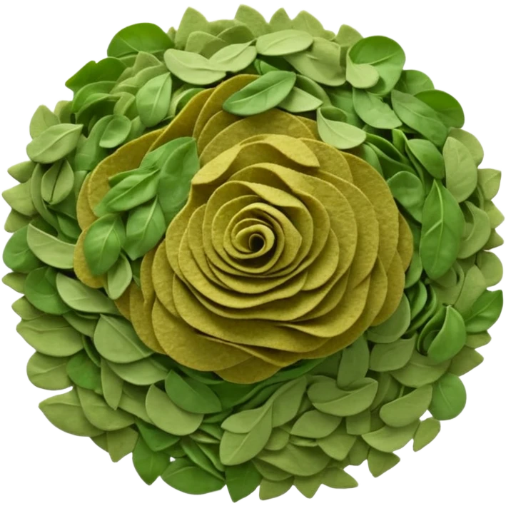 scatter of dry crumbled green flakes with curled uneven shapes and matte texture, color ranges from muted olive to dark sage, evoking sun-dried basil leaves, apple emoji style, soft lighting, subtle shadows, transparent background, emoji scale emoji
