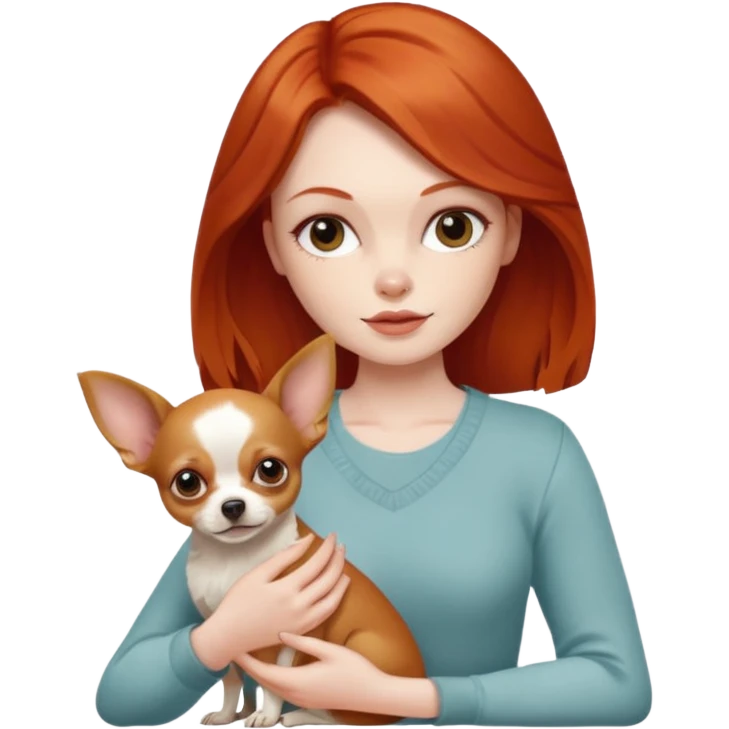 Strong pretty redhead with chihuahua  emoji