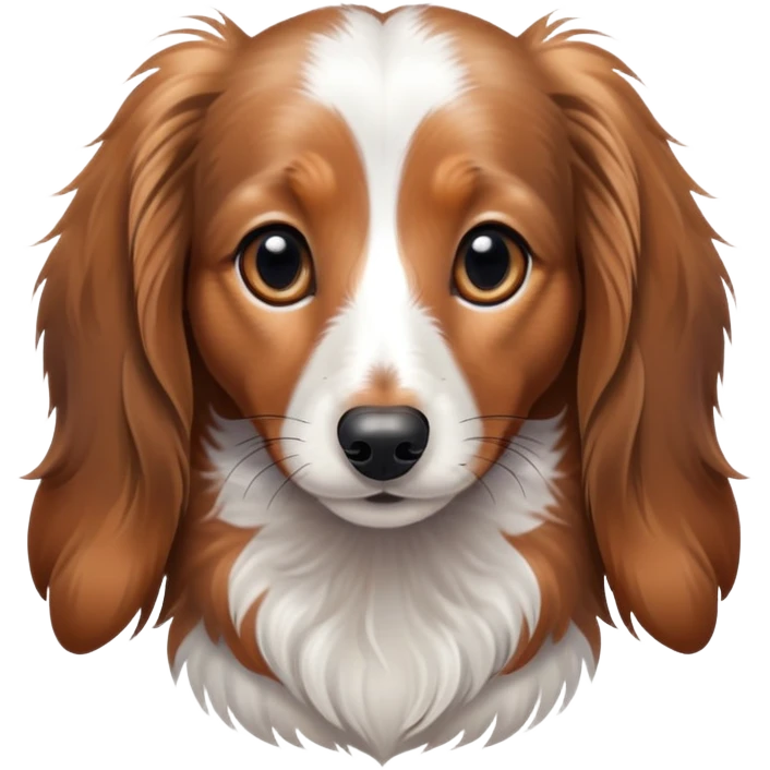 White and brown spotted long haired dachshund  emoji