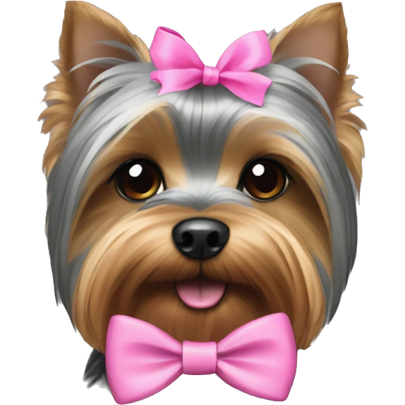 Grey Yorkie with a pink bow  emoji