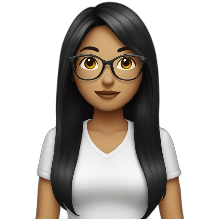 long black hair girl with glasses emoji