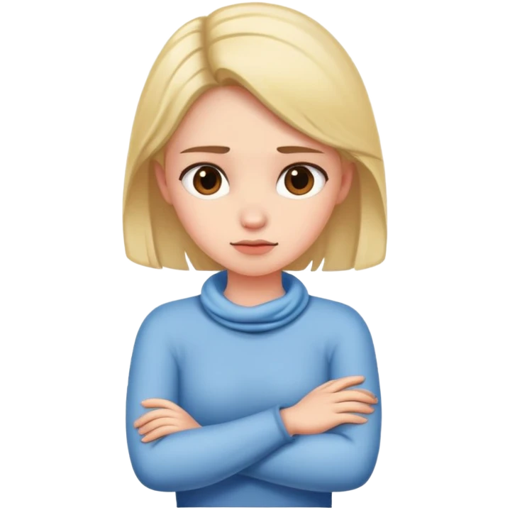 Girl with crossed arms holding her neck  emoji