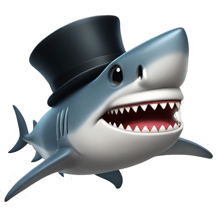 Shark with a top hat emoji