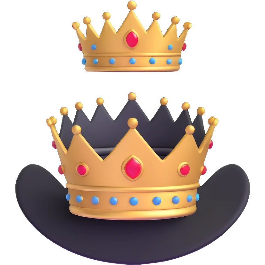 White circular emblem with crown emoji