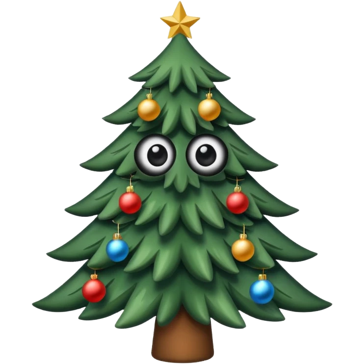 sapin avec deux gros yeux noirs emoji