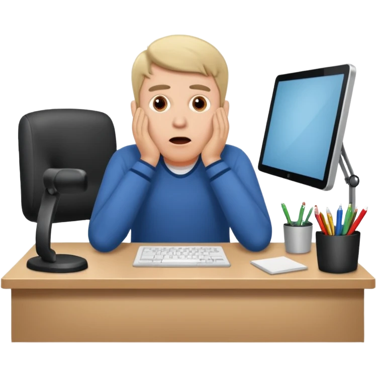 A white man sits at his desk in shock. emoji